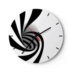 Wandklok - Klok - Zwart-witte werveling in minimalistische stijl - 30x30cm - En toch draait het - Moderne wanddecoratie voor woonkamer, keuken en slaapkamer ARTTOR