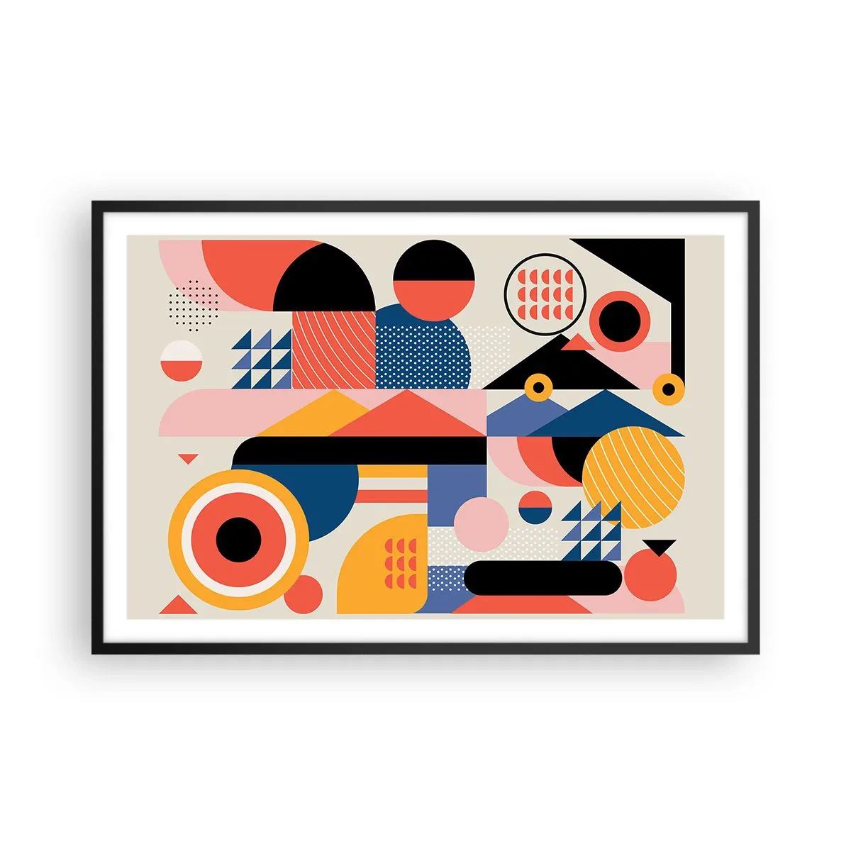 Poster in een zwarte lijst - Compositie: speel rond - 91x61 cm