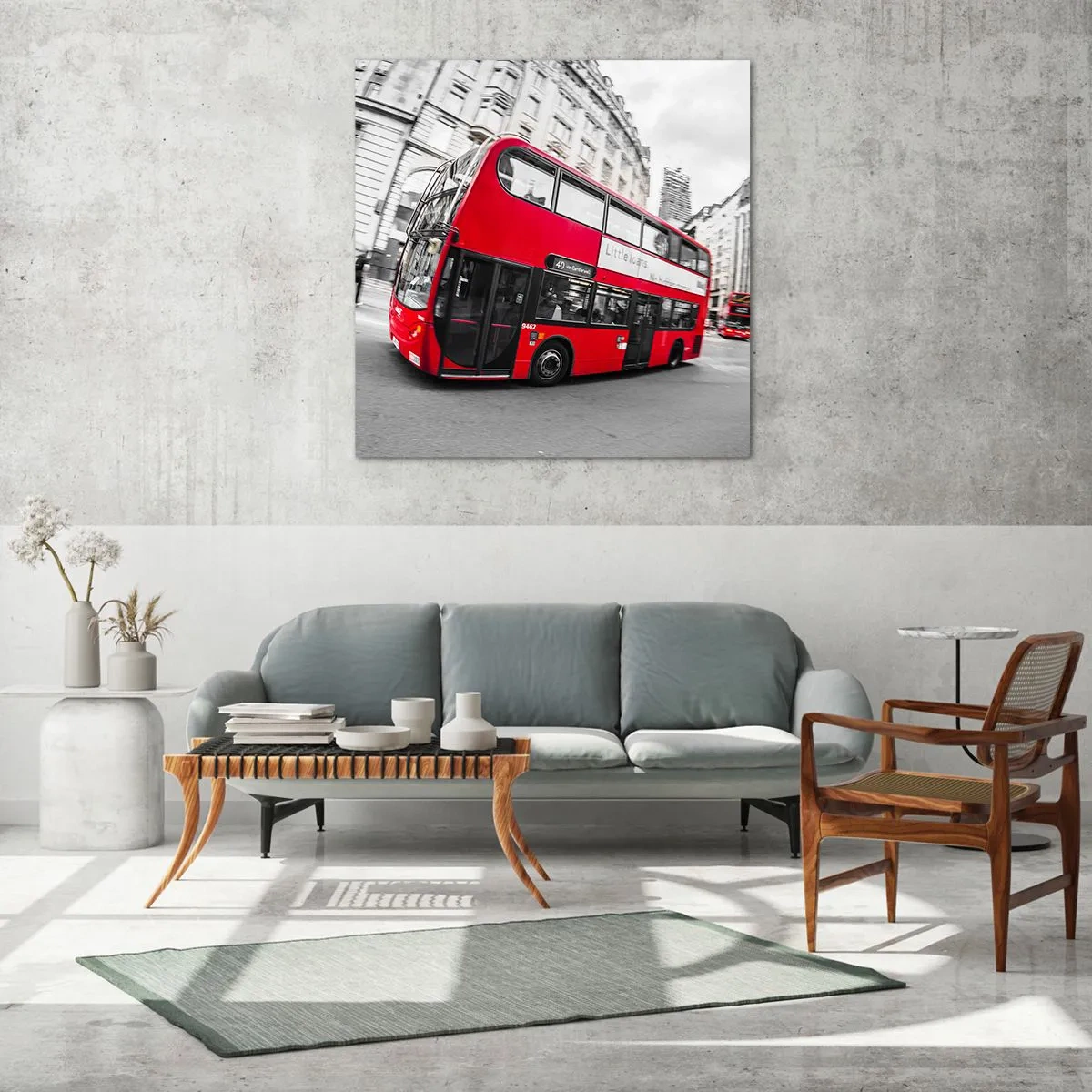 Schilderen op glas - Londen traditioneel - by bus - 30x30 cm