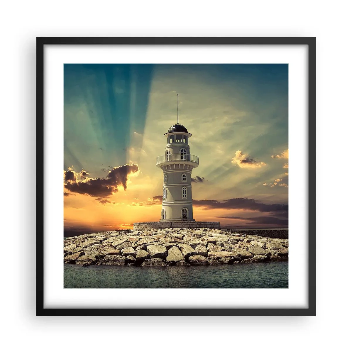 Poster in een zwarte lijst - Licht - Goed - Schoonheid - 50x50 cm