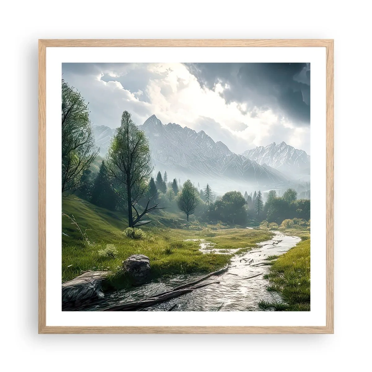 Een poster in een licht eiken lijst - Daarheen en terug - 60x60 cm