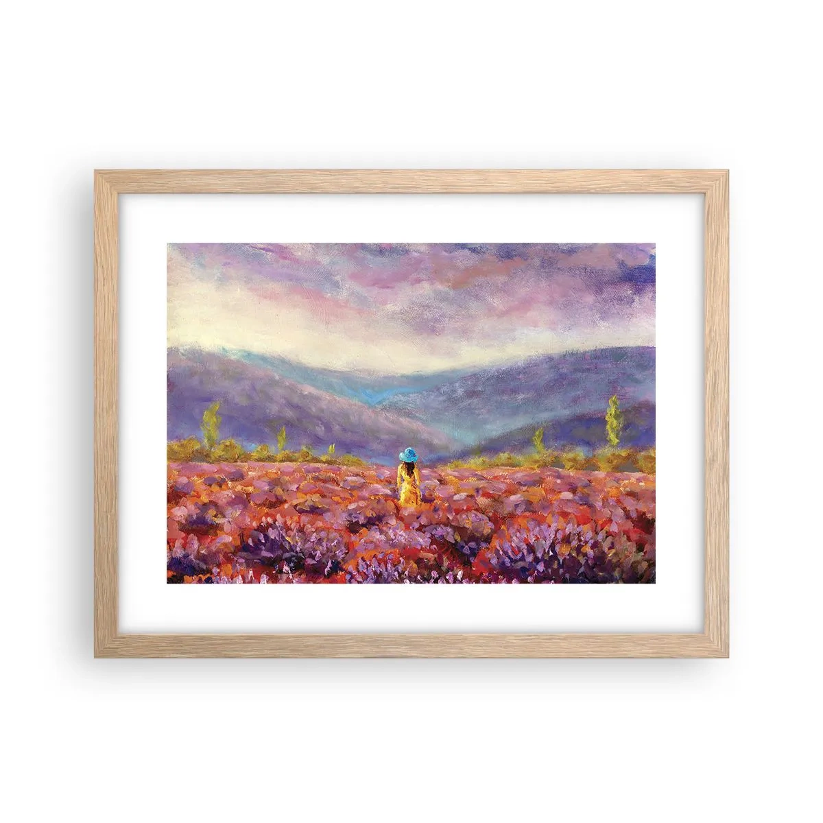 Een poster in een licht eiken lijst - In een lavendelwereld - 40x30 cm