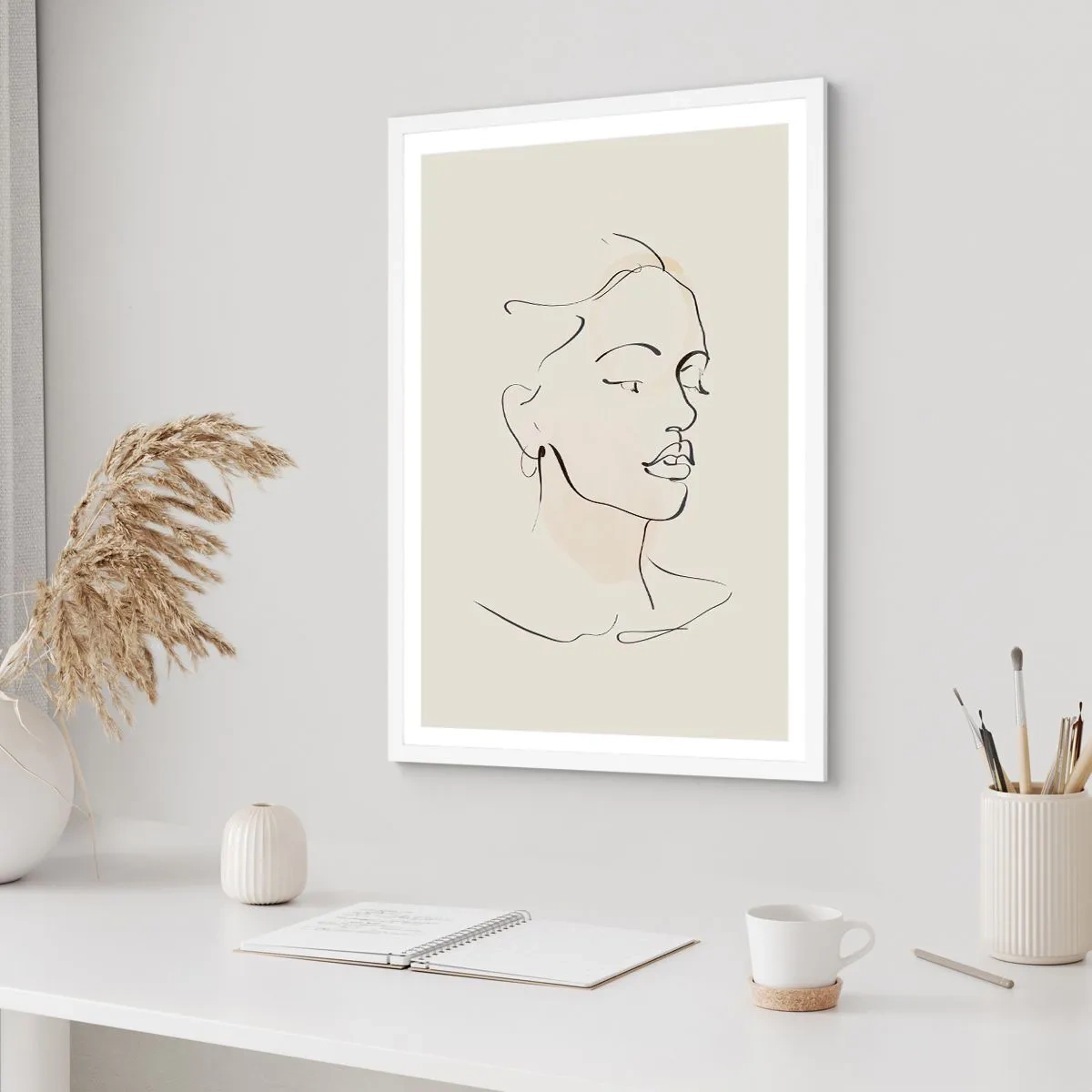 Poster in een witte lijst - Een bepaalde lijn - 70x100 cm