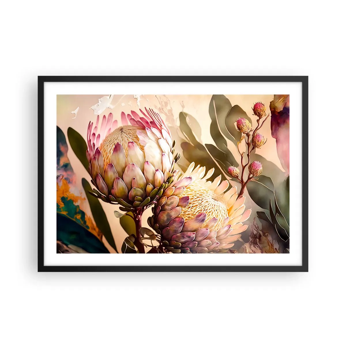 Poster in een zwarte lijst - Teeder omarmd - 70x50 cm