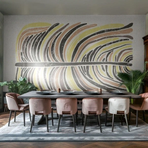 Fotobehang Standard Eco - Abstractie vol leven - Boho, Minimalisme, Pastel - 450x315 cm