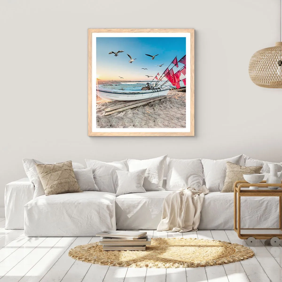 Een poster in een licht eiken lijst - Een welverdiende rust - 60x60 cm