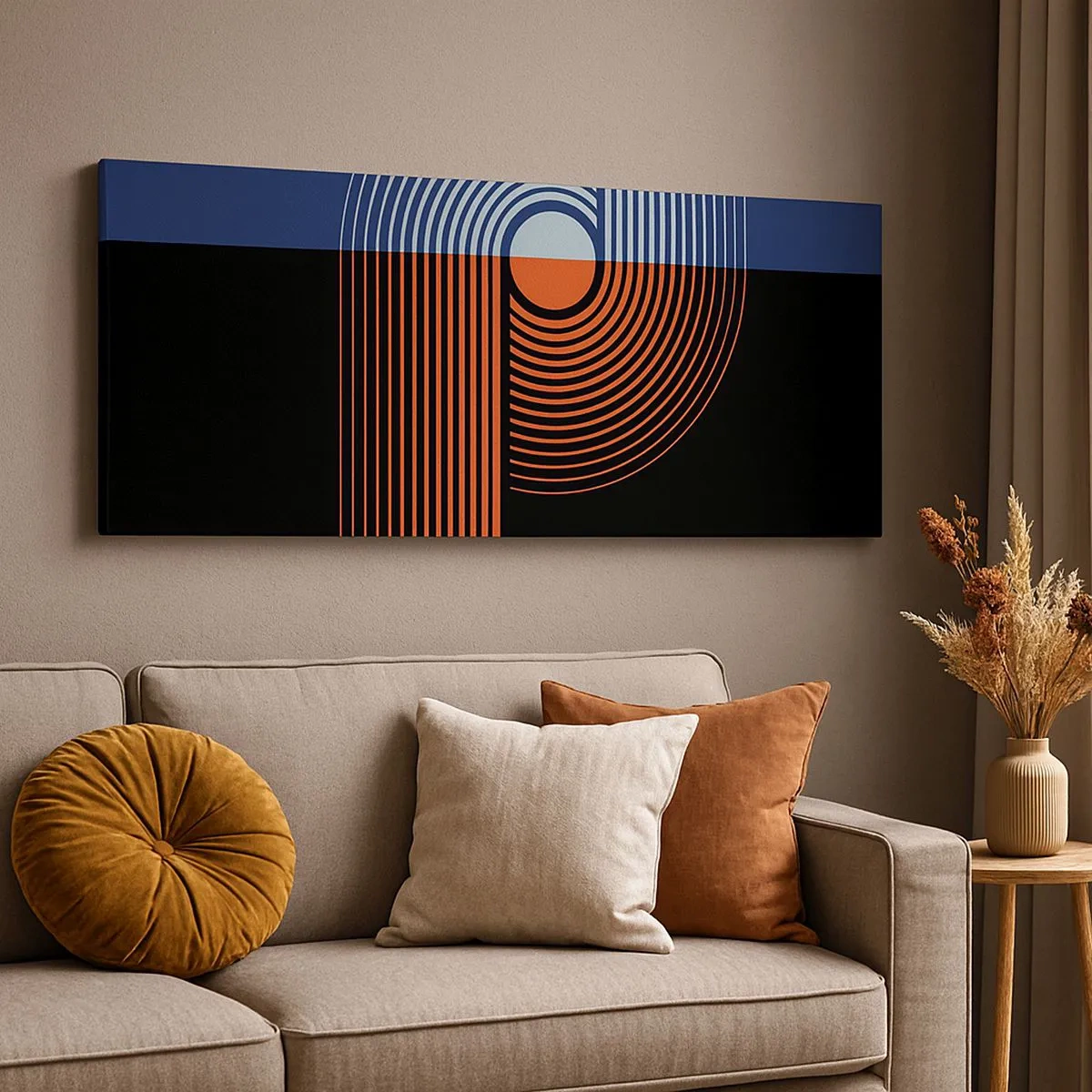 Schilderen op canvas - In een geometrische omhelzing - 100x40 cm