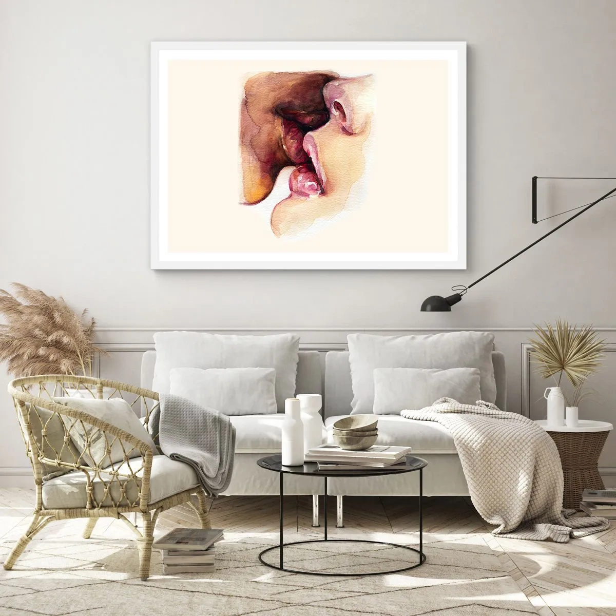 Poster in een witte lijst - Zoals dag en nacht, aarde en lucht - 100x70 cm