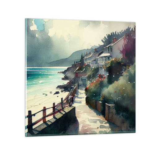 Schilderen op glas - Mediterrane stad - 50x50 cm
