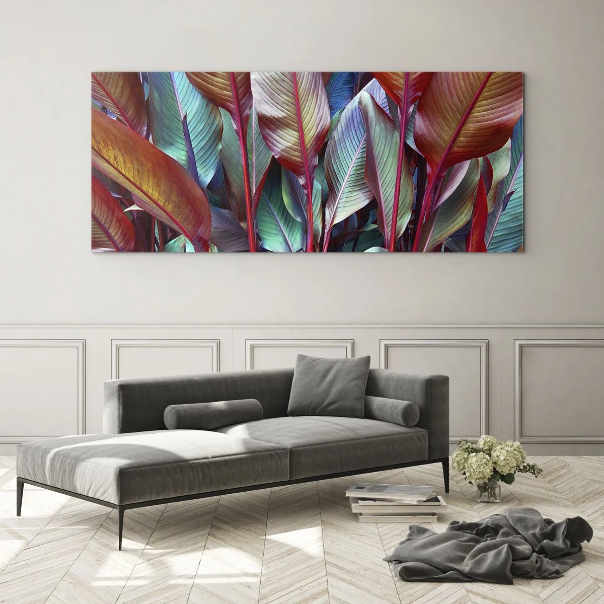 Schilderen op glas - Een kleurrijk struikgewas - 120x50 cm