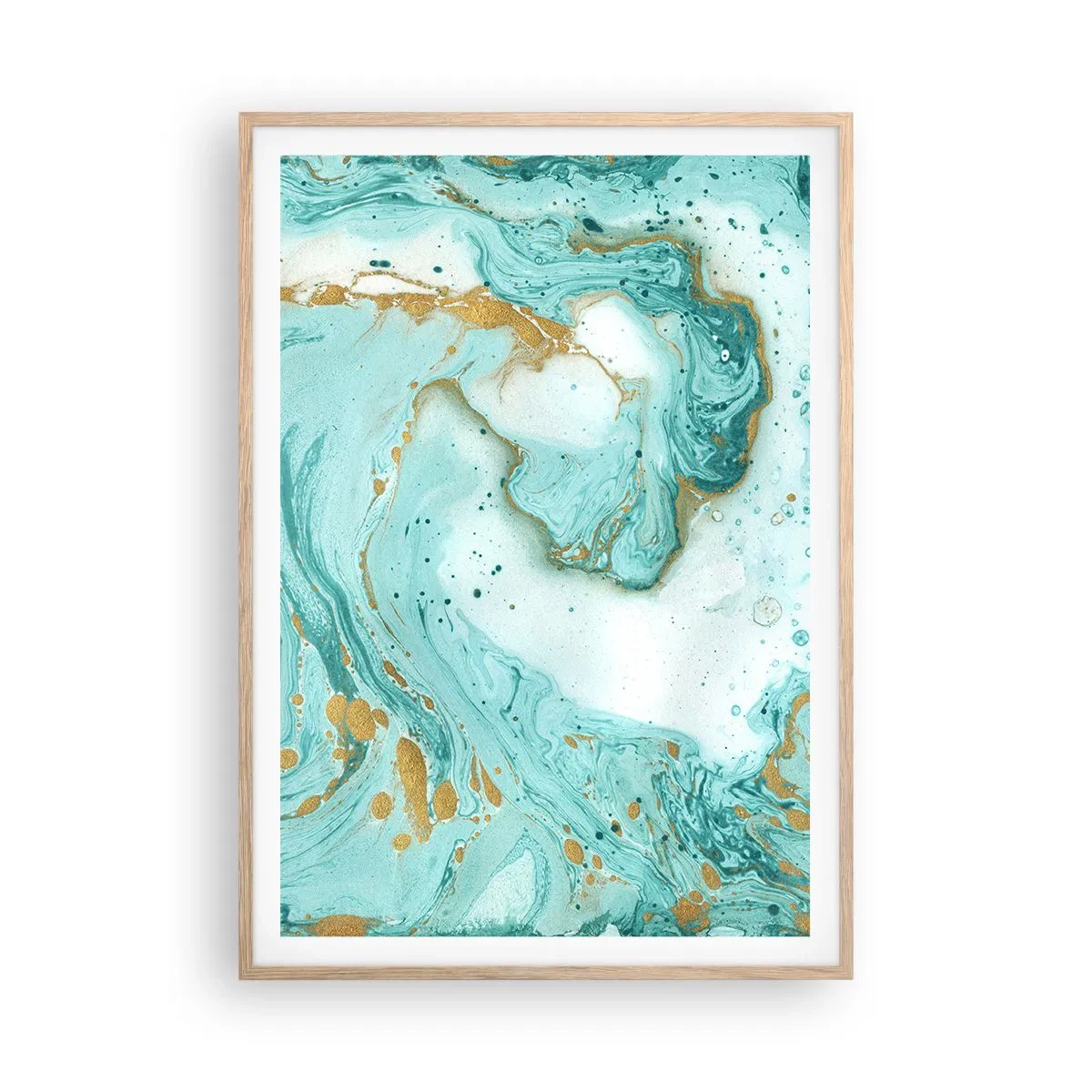 Een poster in een licht eiken lijst - Onder de grote golf van het Edo-tijdperk - 70x100 cm