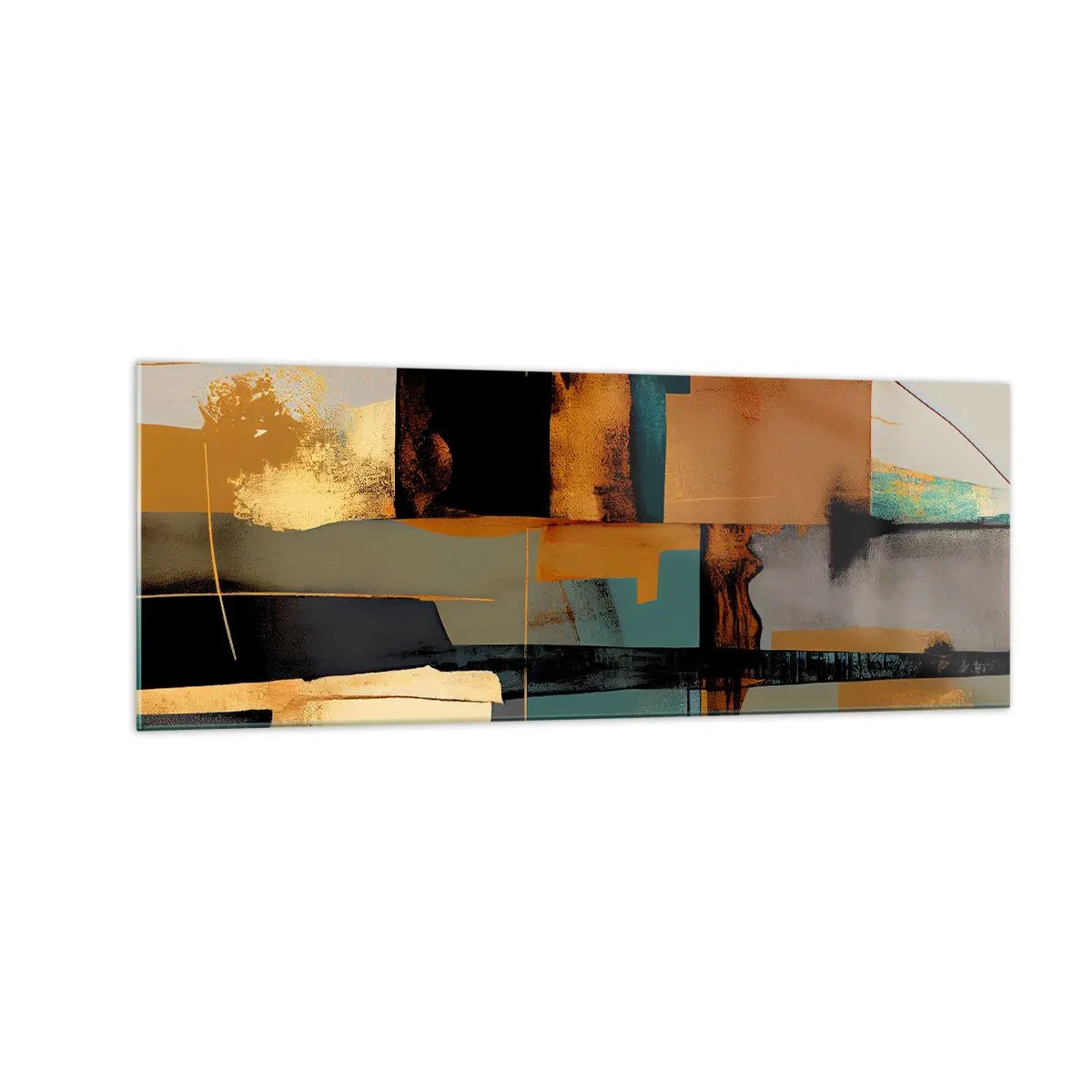 Schilderen op glas - Abstractie – licht en schaduw - 140x50 cm