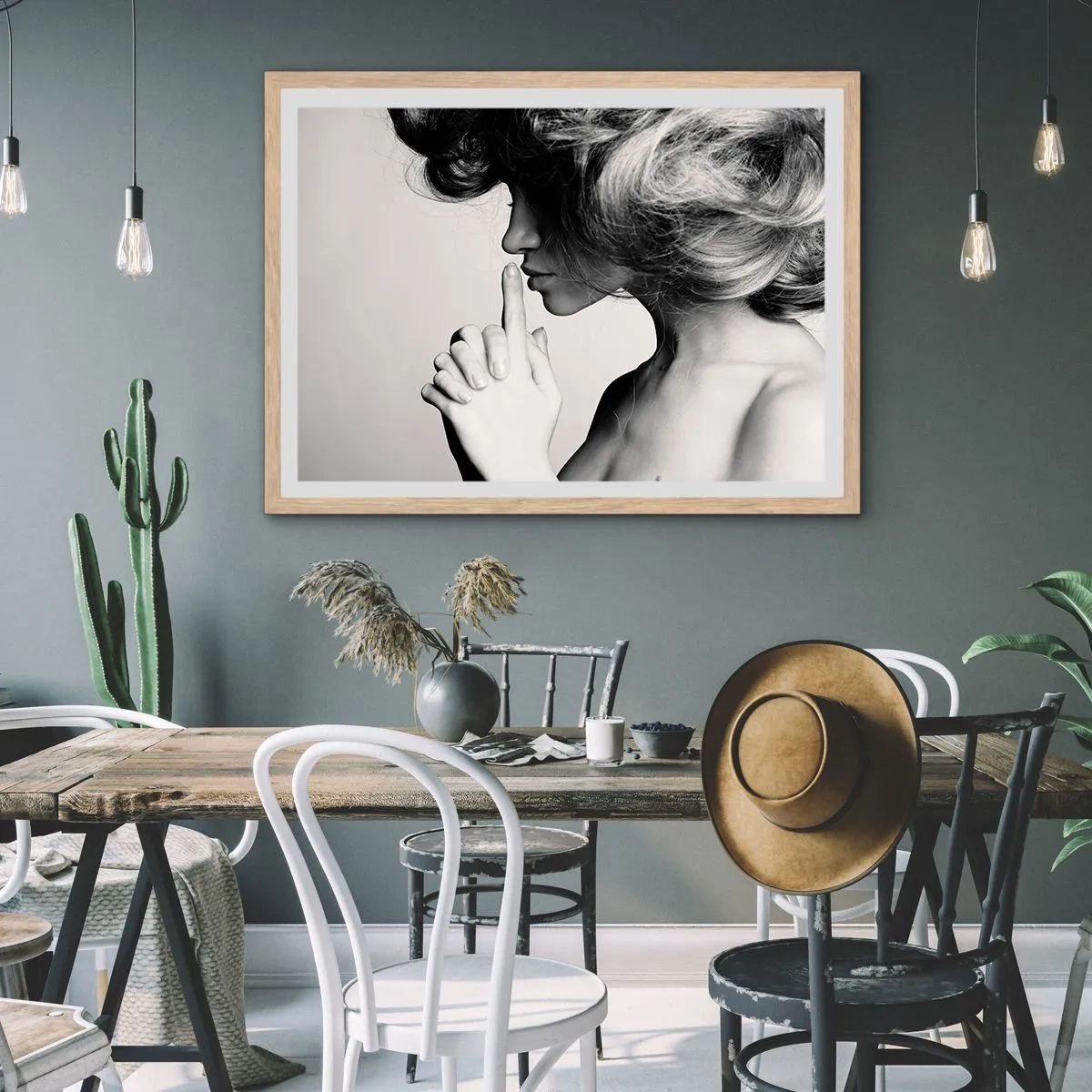 Een poster in een licht eiken lijst - Luisteren naar zichzelf - 91x61 cm