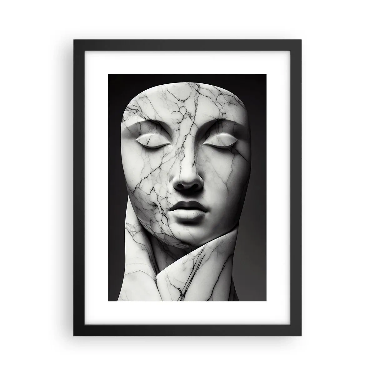 Poster in een zwarte lijst - Marmeren vormen - 30x40 cm
