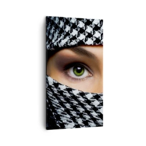 Schilderen op canvas - Portret van een gesluierde schoonheid met groene ogen - 45x80 cm