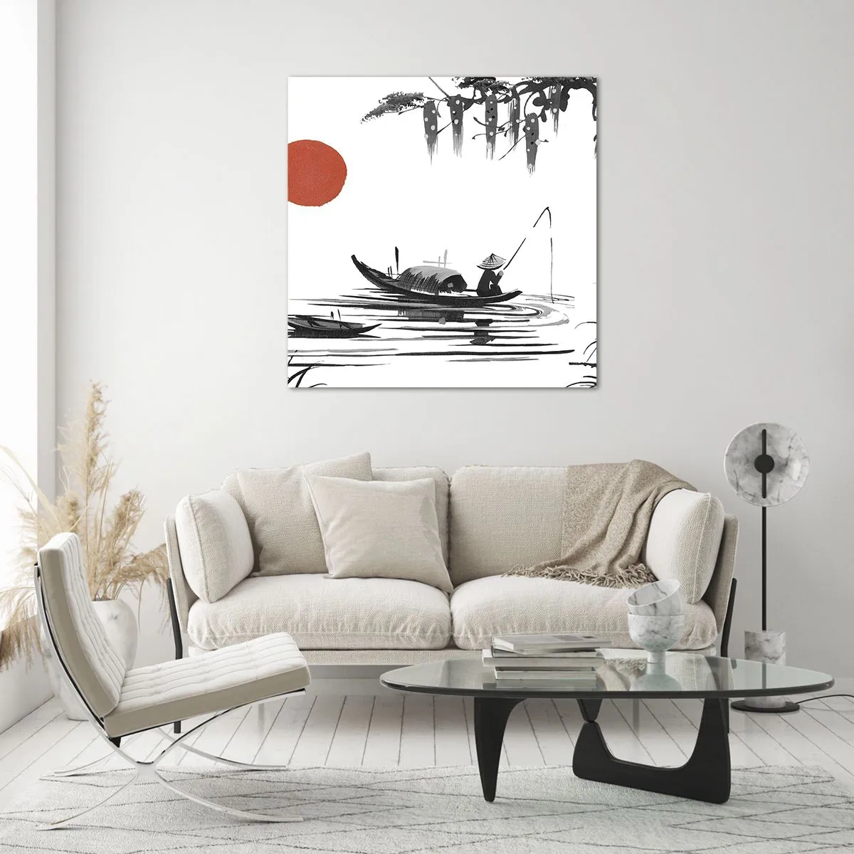 Schilderen op glas - Aziatische middag - 70x70 cm