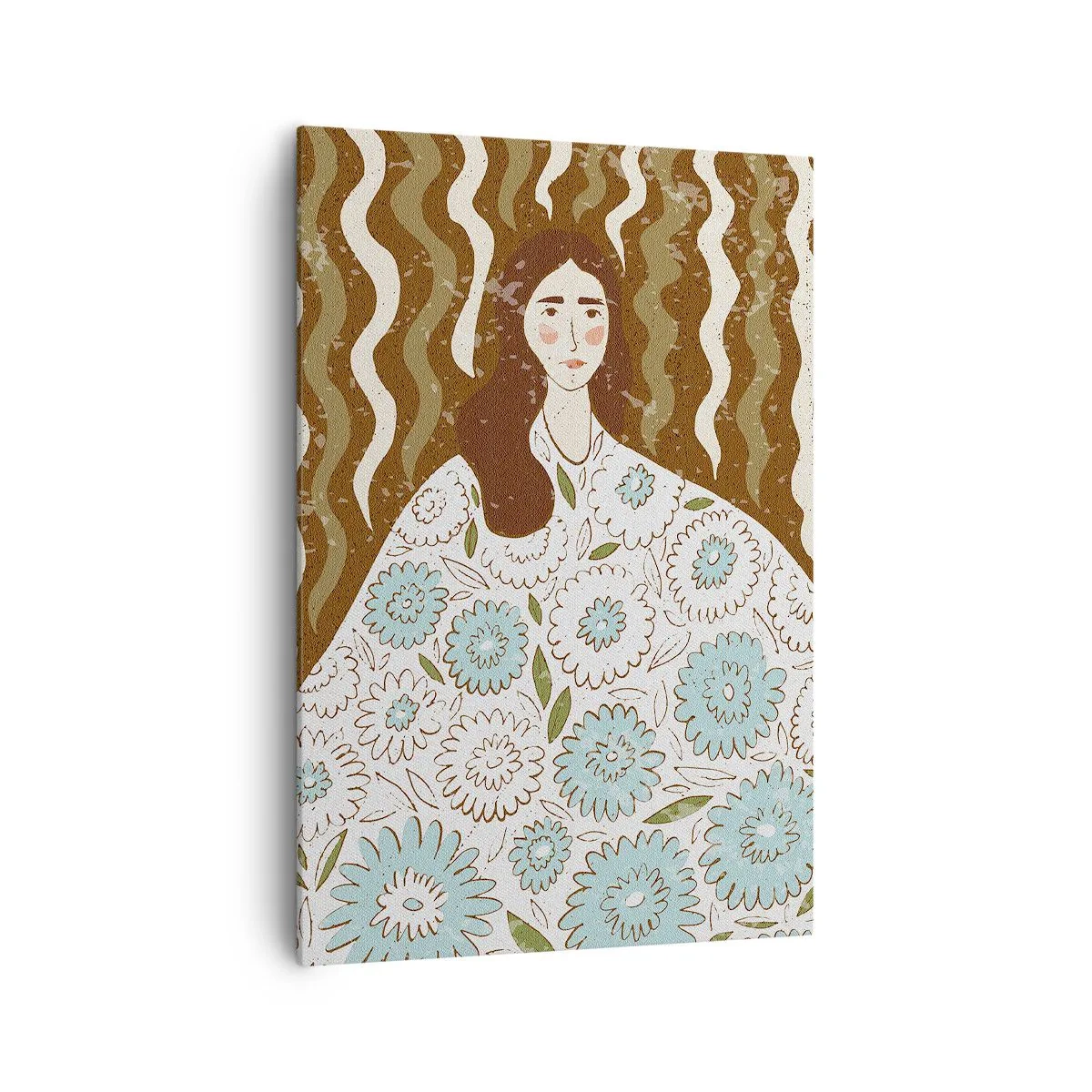Schilderen op canvas - Portret in een bloemengewaad - 70x100 cm