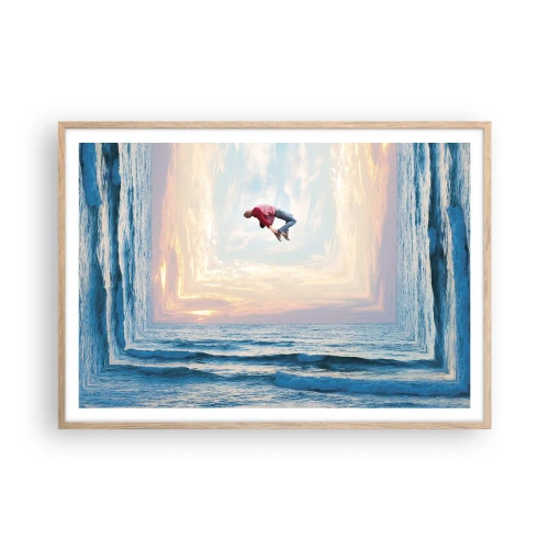 Een poster in een licht eiken lijst - Naar een andere dimensie - 100x70 cm