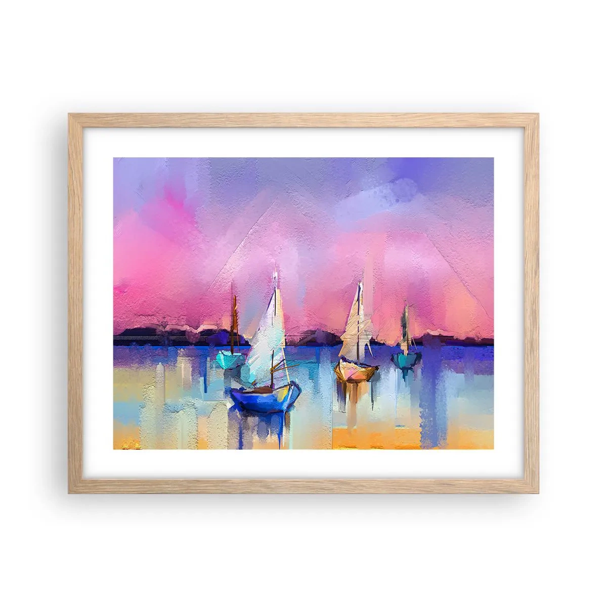 Een poster in een licht eiken lijst - Richting: breed water - 50x40 cm