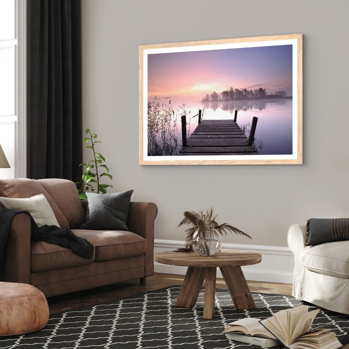 Een poster in een licht eiken lijst - Van de lila mist... - 50x40 cm
