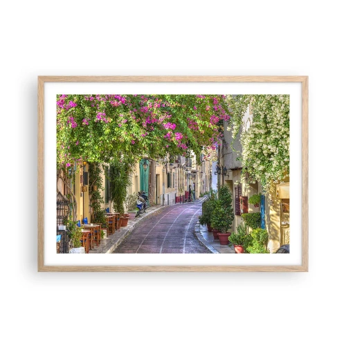 Een poster in een licht eiken lijst - Bloeiende steeg - 70x50 cm