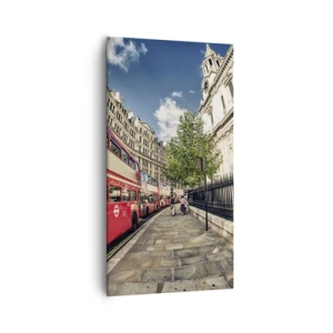 Schilderen op canvas - Londense straat in grijs en rood - 55x100 cm