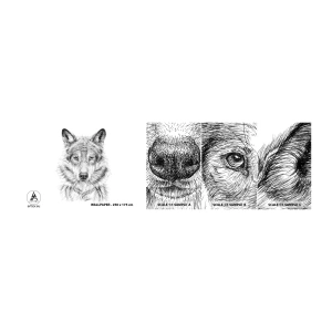 Fotobehang Monster Zelfklevend Deluxe Sticker - Een geboren leider - Wolf, Schetsen, Scandinavisch - 100x30 cm