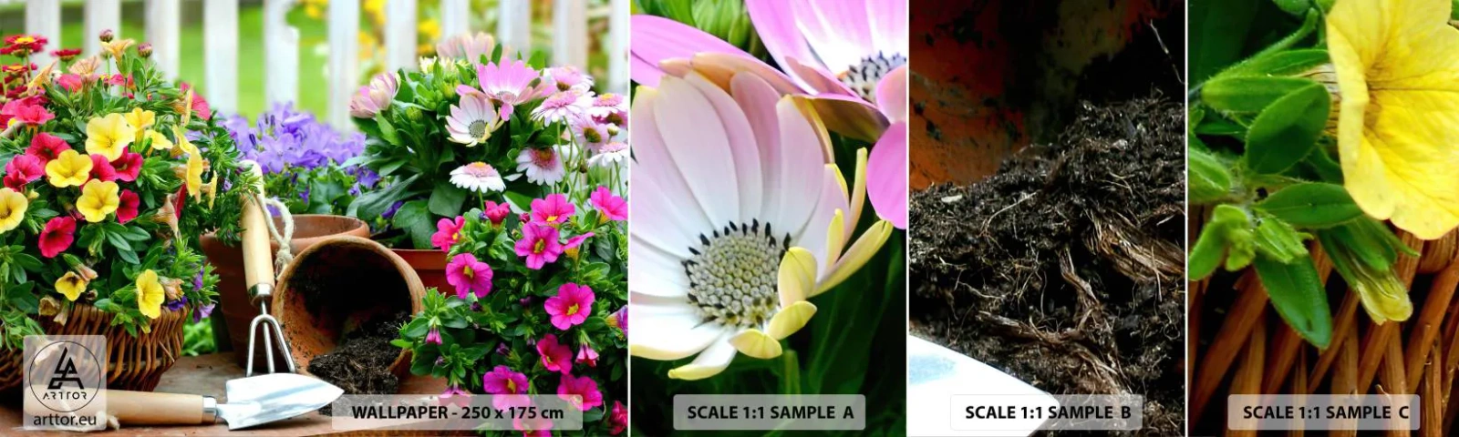 Fotobehang Staaltje Standard Eco - Zofia's tuin - Bloemen, Tuin, Boeket bloemen - 100x30 cm