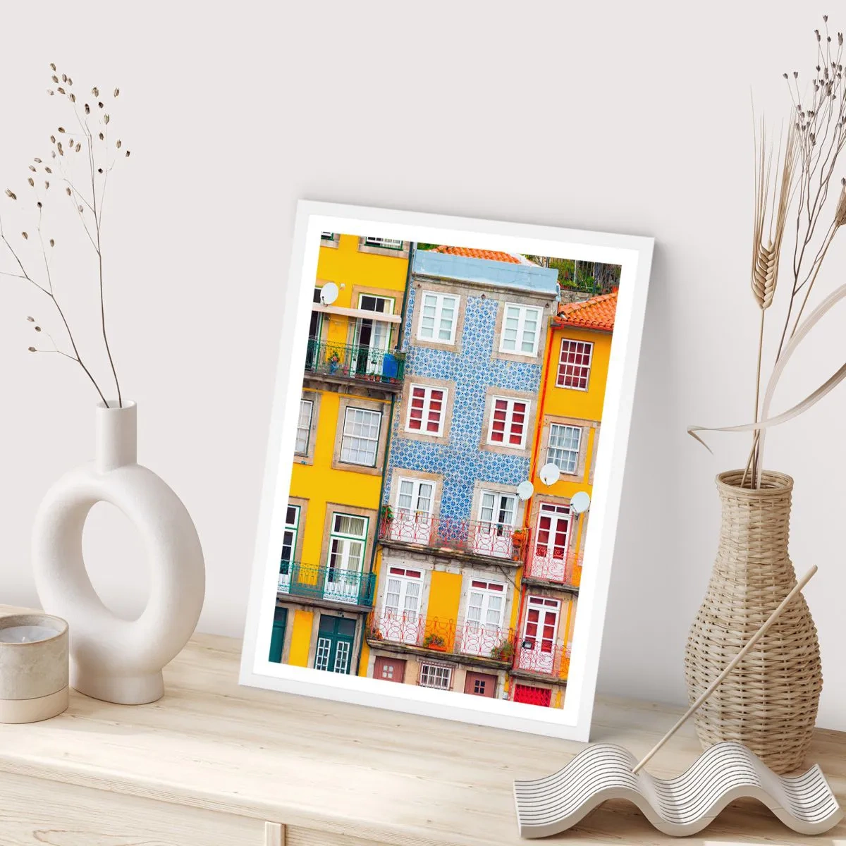 Poster in een witte lijst - De kleuren van de oude stad - 70x100 cm