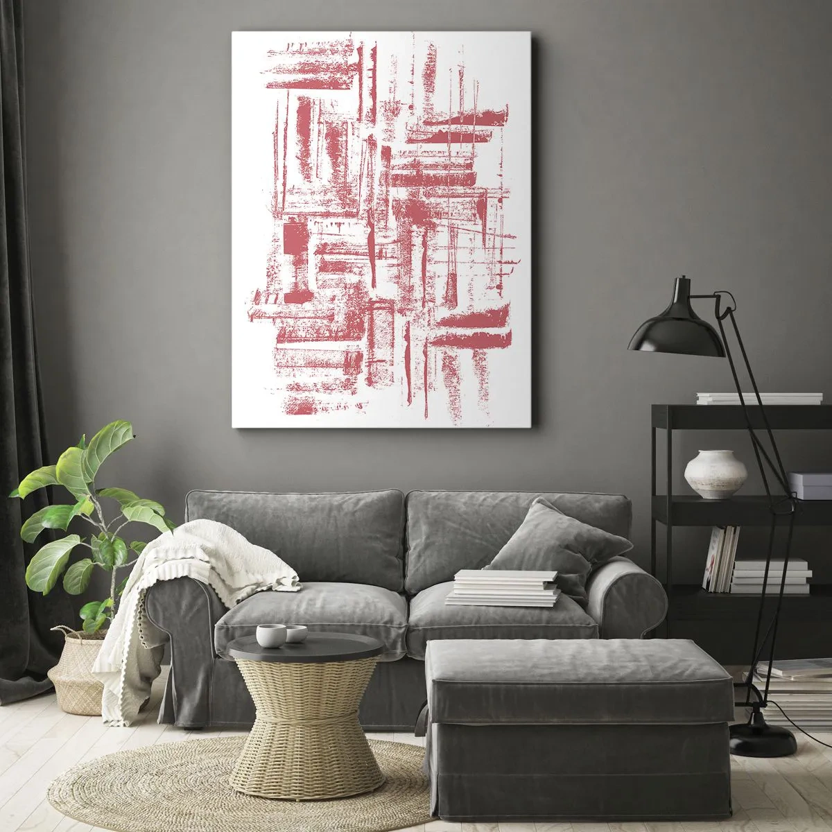 Schilderen op canvas - De rode stad - 65x120 cm