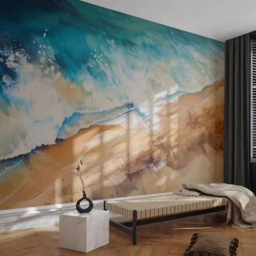 Fotobehang Premium Canvas - De terugkerende golf - Kust, Kust, Oceaan - 150x105 cm