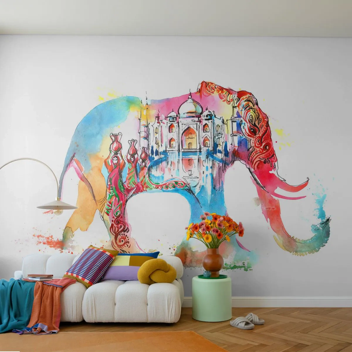 Zelfklevend Fotobehang Deluxe Sticker - India - de uitstraling van liefde - Abstractie, Olifant, Indië - 250x175 cm