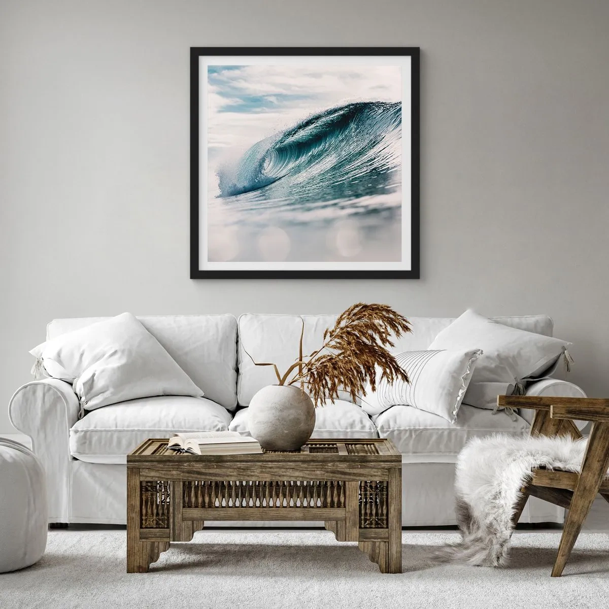 Poster in een zwarte lijst - Waterpiek - 40x40 cm