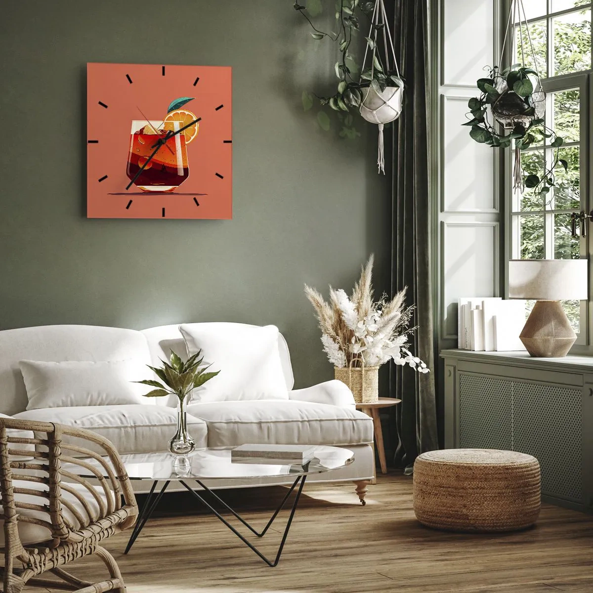 Wandklok - Klok - Zomerse verfrissing - 30x30 cm