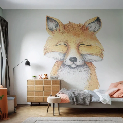 Zelfklevend Fotobehang Deluxe Sticker - Vossenstemmingen - Voor kinderen, Vos, Vriendschap - 200x140 cm
