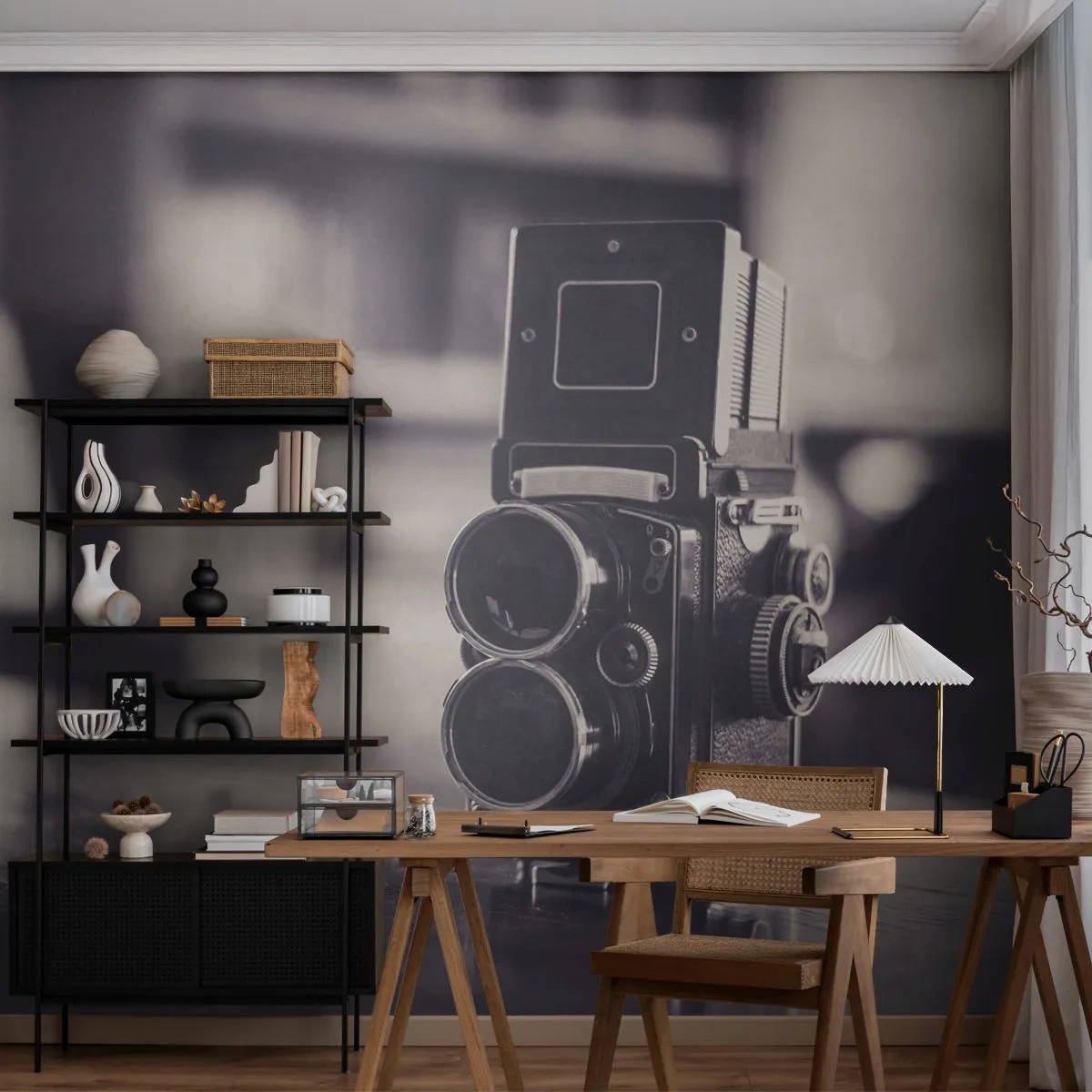 Fotobehang Premium Canvas - De magie van oude fotografie - Retro, Camera, Vintage - 500x350 cm