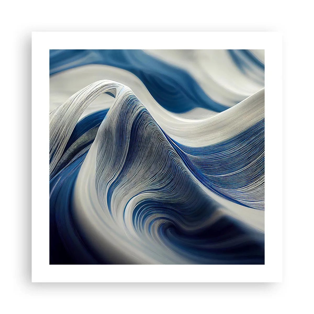 Poster - De vloeibaarheid van blauw en wit - 50x50 cm