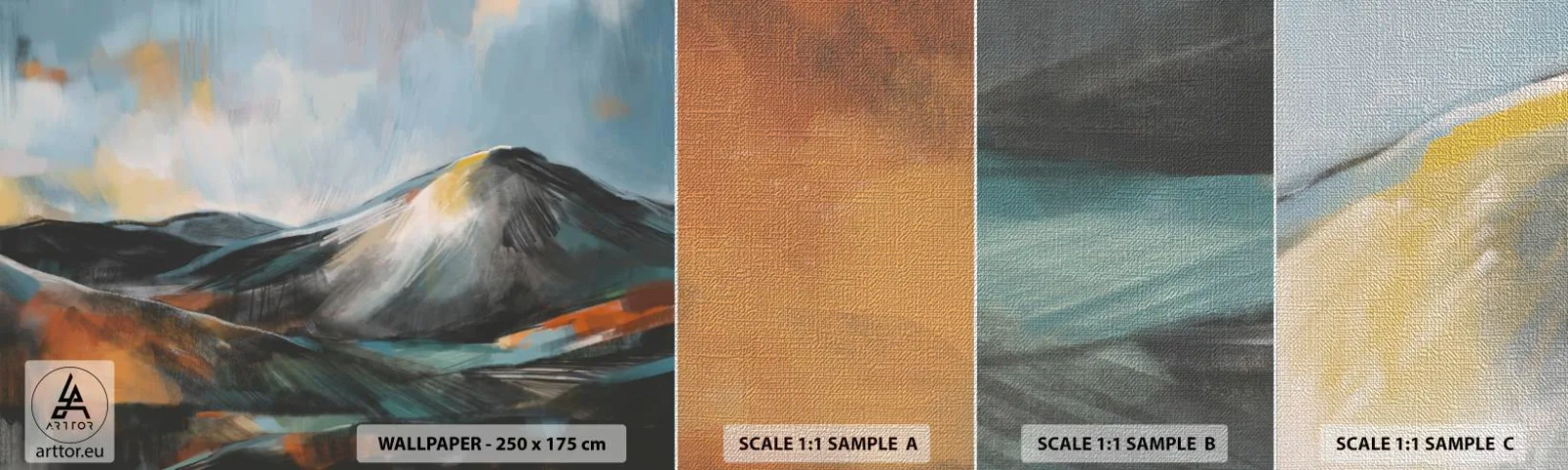 Fotobehang Monster Premium Canvas - Ruw en prachtig - Deel, Bergen, Landschap - 100x30 cm