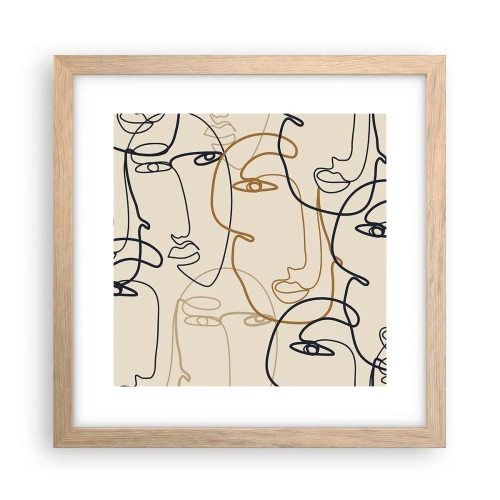 Een poster in een licht eiken lijst - Het portret is vermenigvuldigd - 30x30 cm