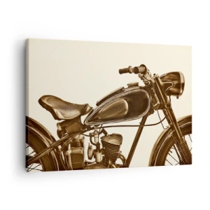 Schilderen op canvas - Een vintage retro motorfiets op een lichte achtergrond - 70x50cm - Verlangen naar de klassiekers - Moderne wanddecoratie voor woonkamer en slaapkamer ARTTOR
