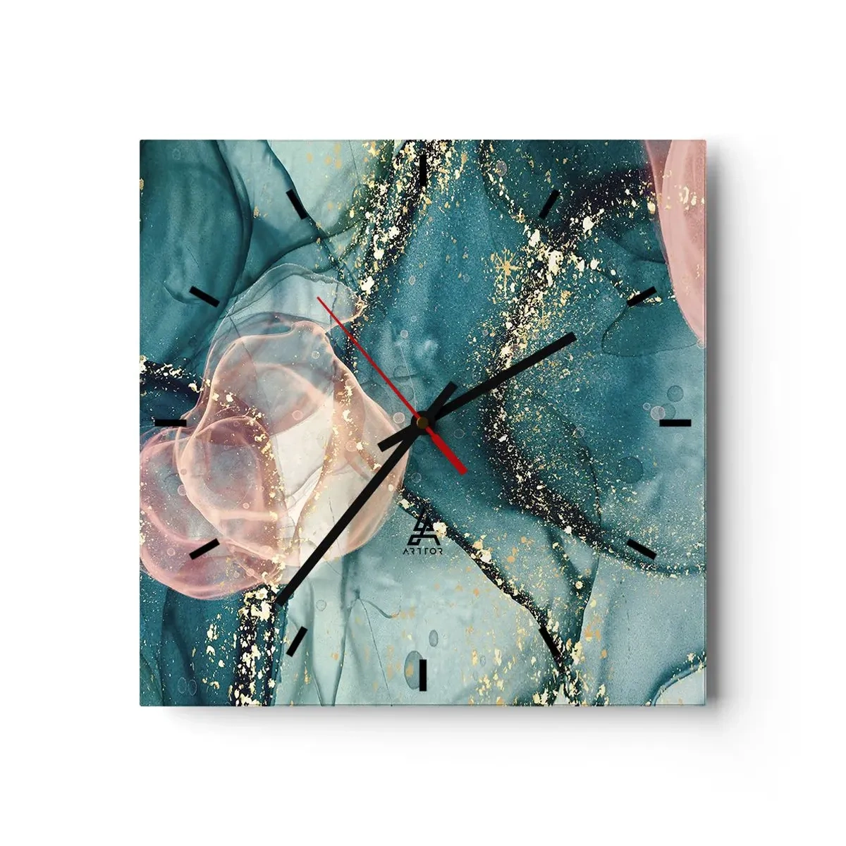 Wandklok - Klok - Zijdeblauw, tule roze - 40x40 cm