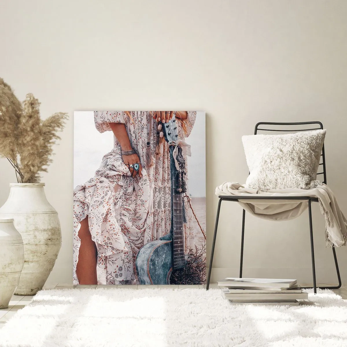 Schilderen op glas - Kinderen bloemen onderweg - 80x120 cm