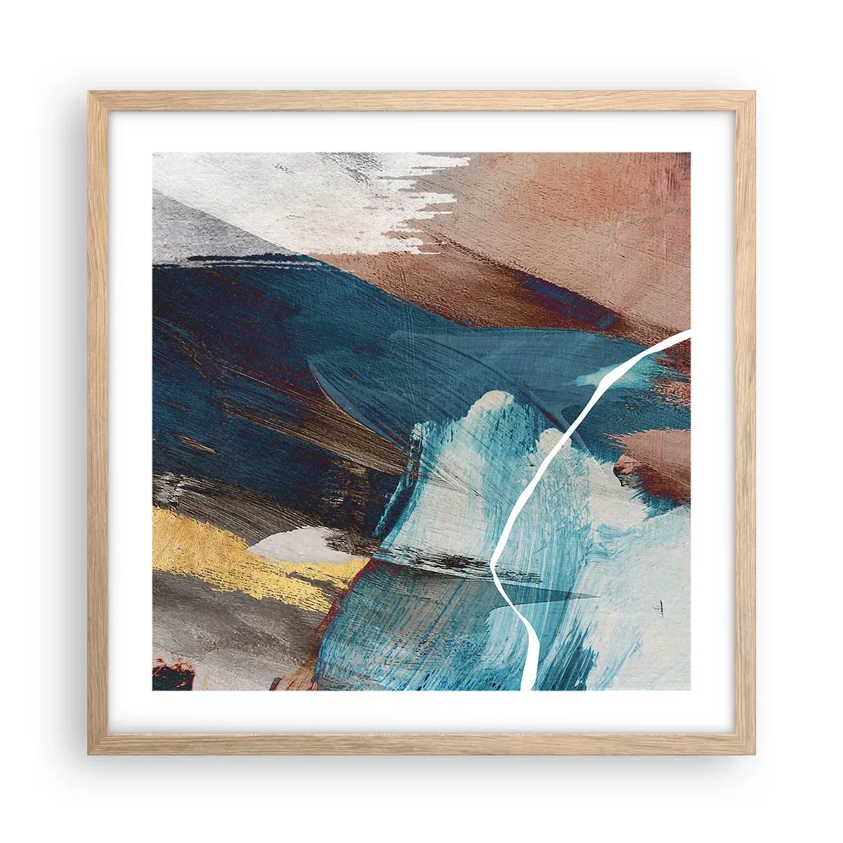 Een poster in een licht eiken lijst - Met panache en energie - 50x50 cm