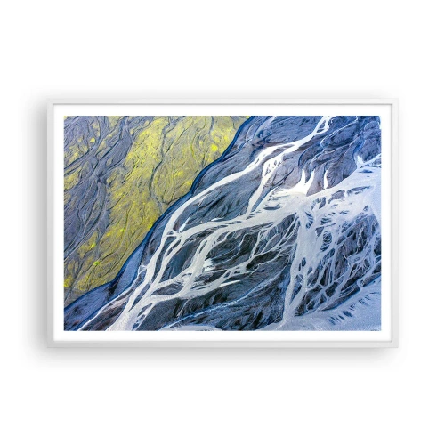 Poster in een witte lijst - Rotstekeningen van de natuur - 100x70 cm