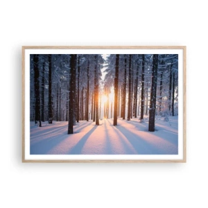 Een poster in een licht eiken lijst - Duidelijk in zwart-wit - 100x70 cm