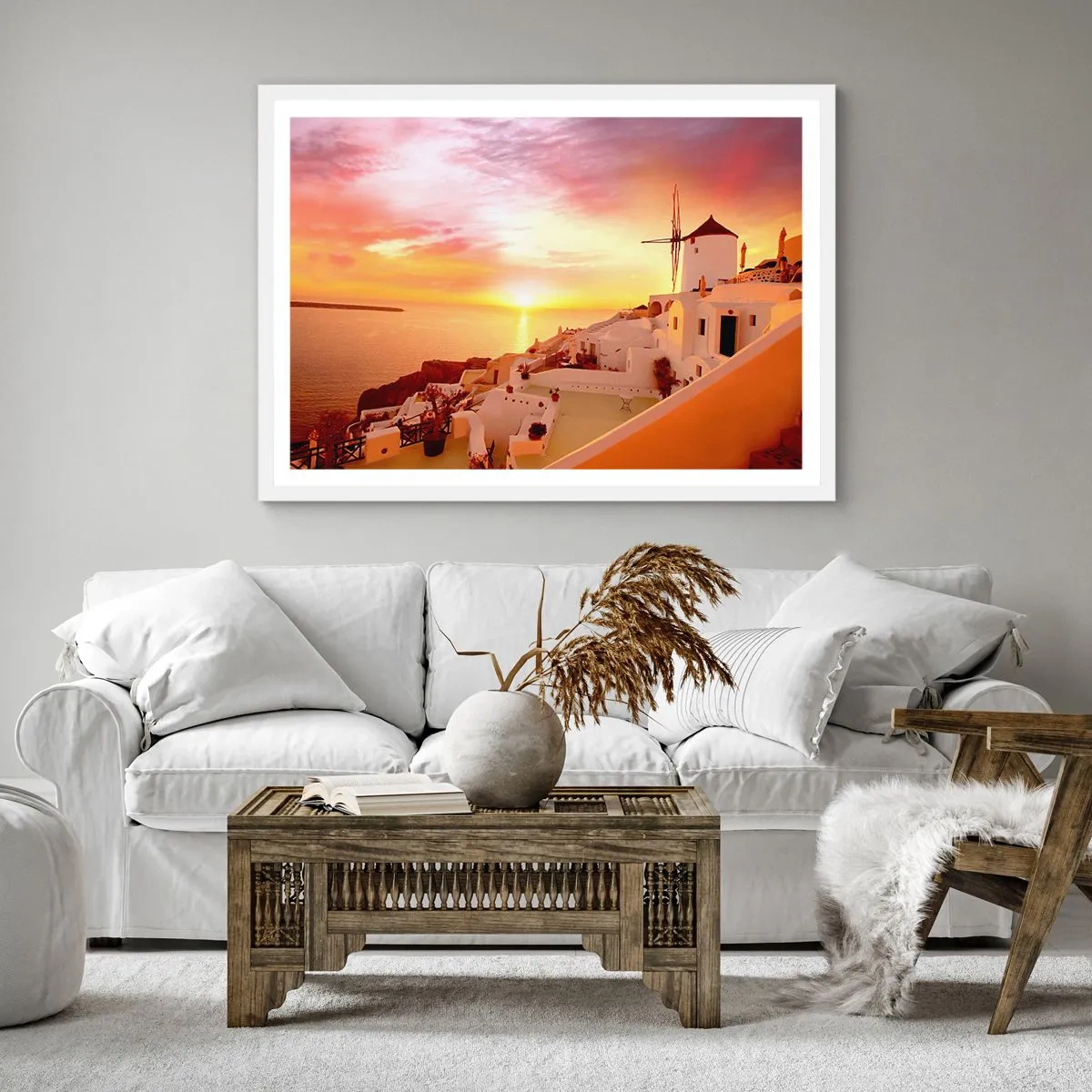 Poster in een witte lijst - Spreiden in wit en goud  - 50x50 cm