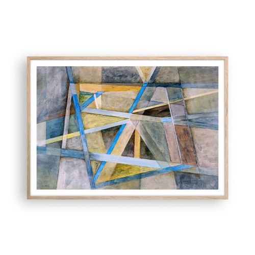 Een poster in een licht eiken lijst - Recht of diagonaal? - 100x70 cm