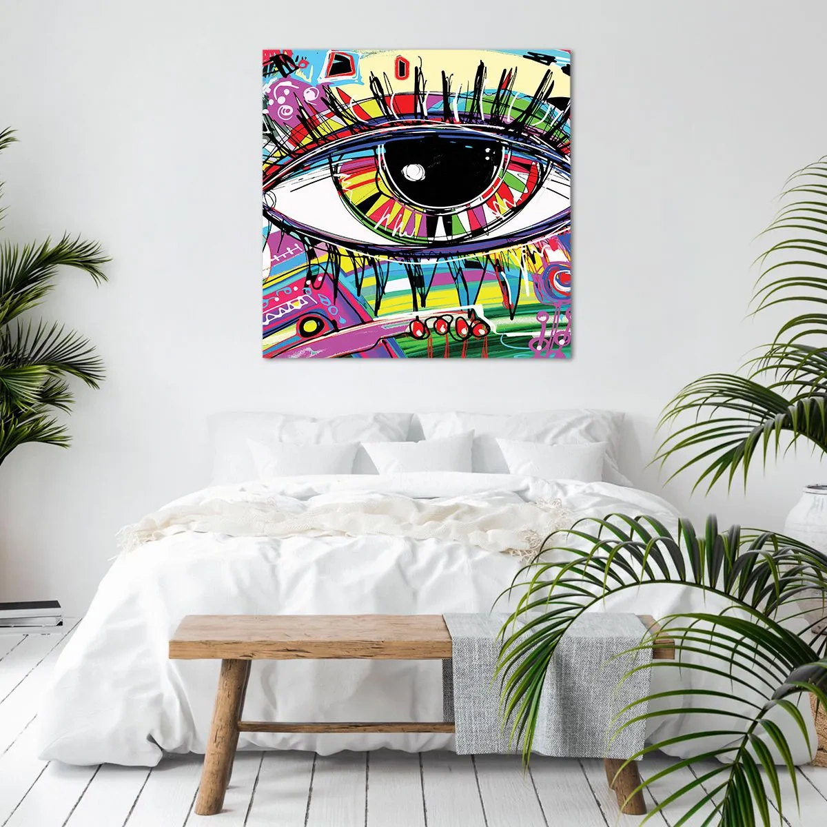 Schilderen op canvas - Kleurrijk oog - kleurrijke ziel - 70x70 cm