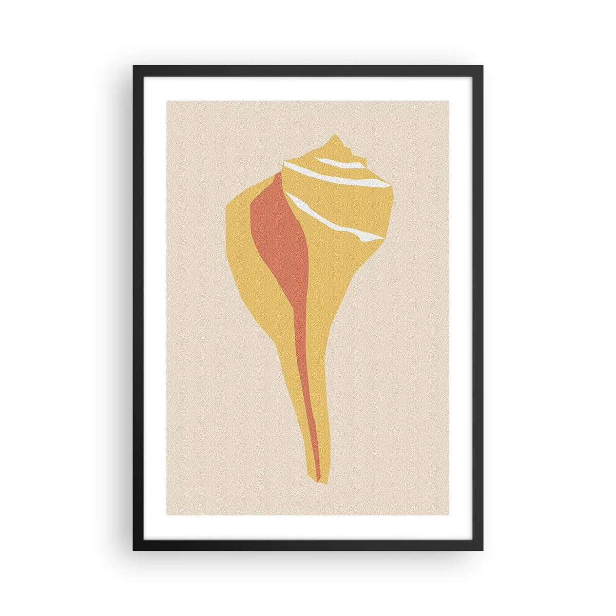 Poster in een zwarte lijst - Minimalistische schelpgraphics in warme kleuren - 50x70cm - Organische abstractie – groei - Moderne wanddecoratie voor woonkamer en slaapkamer ARTTOR