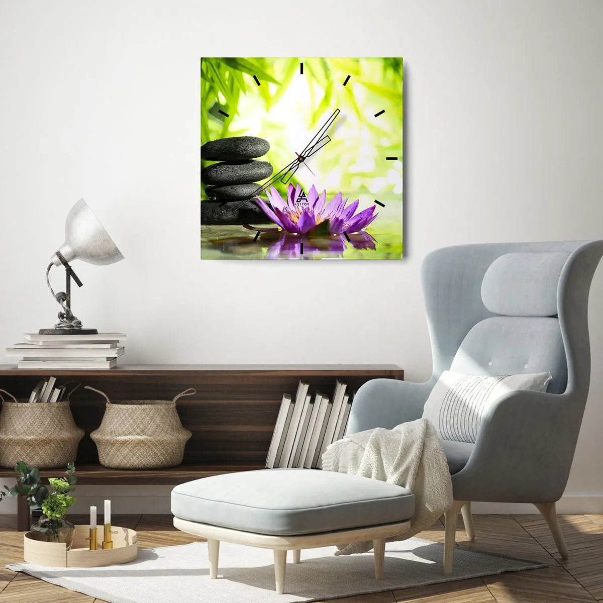 Wandklok - Klok - In een bamboestruik - 40x40 cm